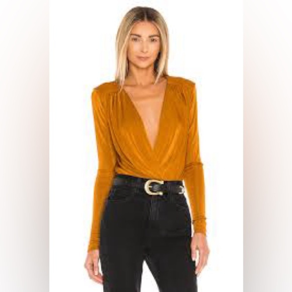 Revolve Free People Mustard Colored Bodysuit medium perfect for holidays!